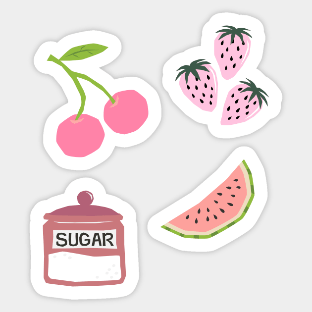 Y2k Coquette Berry Design Sticker Pack Pink Sticker by madiwestdal